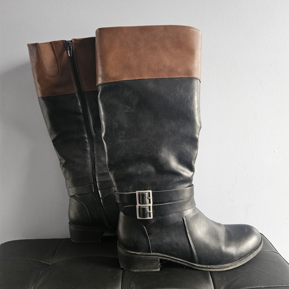 Arizona Jean Company Black and Brown Over the Knee Boots